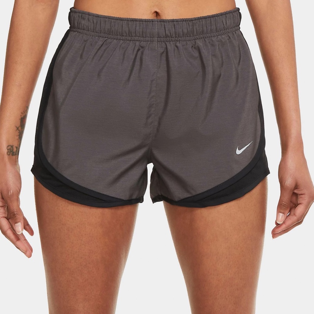 Nike Gray and Black Athletic Tempo Running Shorts with Elastic Waistband